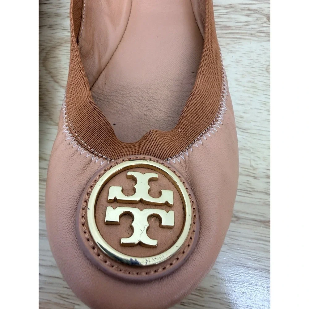 Tory Burch Women's Pale Pink Caroline Ballet Flat Shoes 8 M Logo Designer #9 - Picture 6 of 15